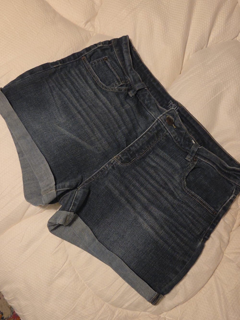 Time and Tru Dark Blue Cuffed Denim Shorts